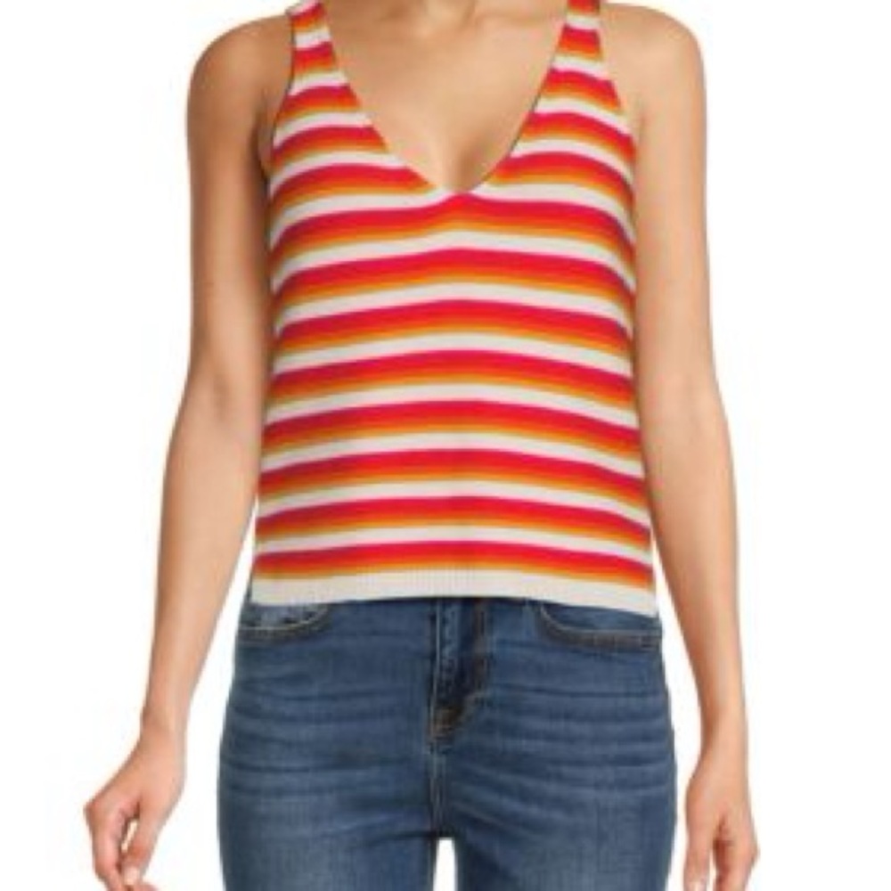 Marine Layer Tank Top Multicolor Striped Knit Red White Orange Finley Small